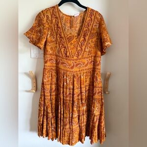 Bila Orange Paisley Midi Dress